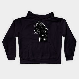 Black Galaxy Cat Kids Hoodie